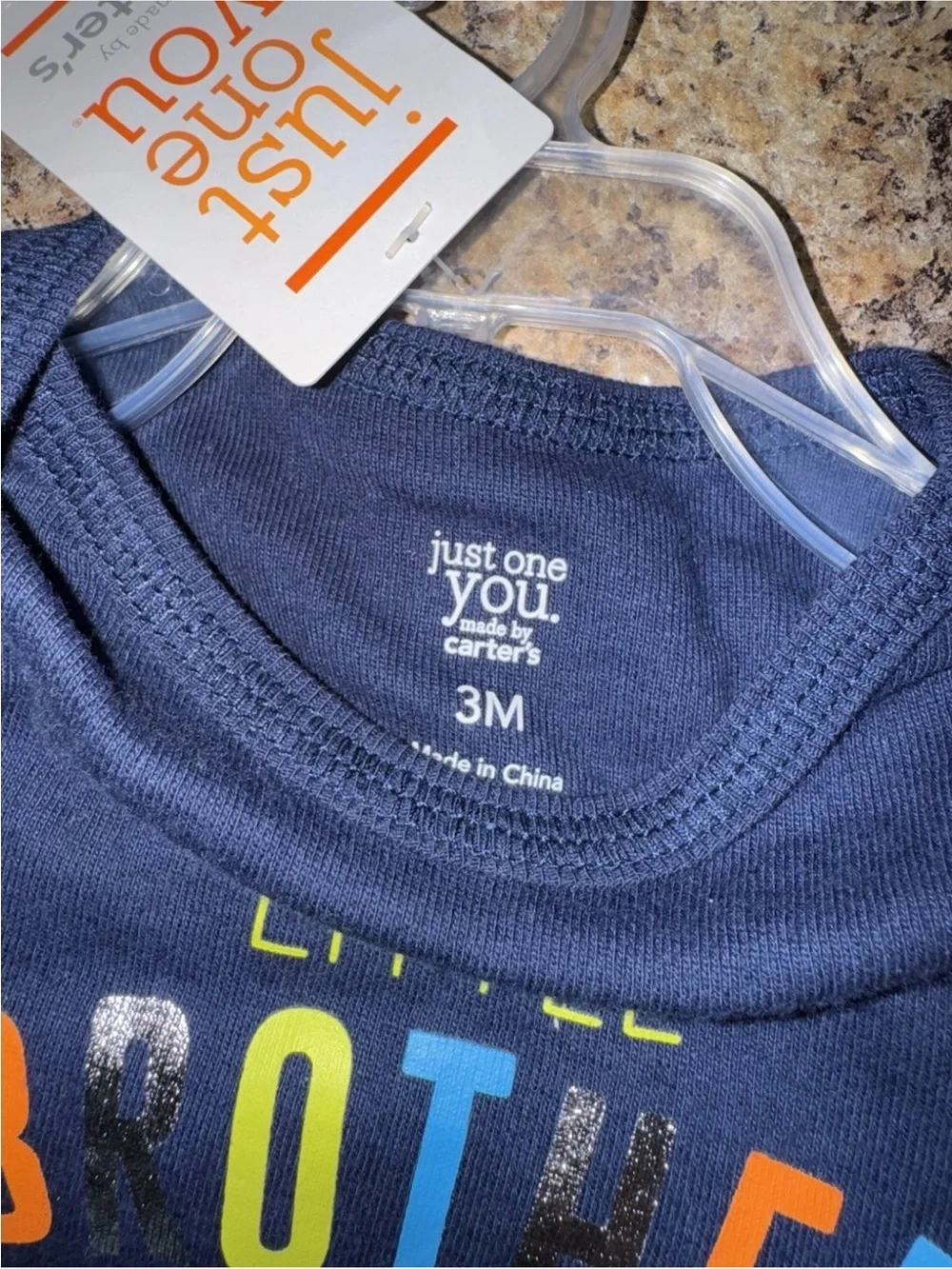 Carter's Just One You 3 Months Boy Bodysuit Set 2 Piece, NWT “Little Brother”